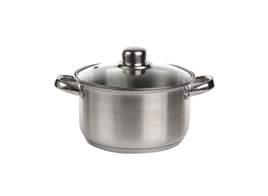 Garnek nierdzewny Fabio 18 cm 2,6 l z pokrywą szklaną srebrny
