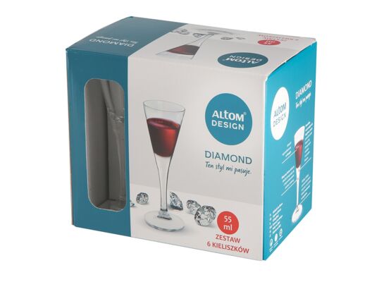 Komplet 6 kieliszków szklanych Diamond do likieru 55 ml