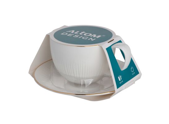 Filiżanka Alessia 250 ml porcelanowa ze spodkiem 15 cm w opasce beżowy