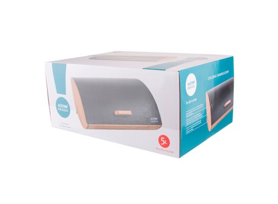 Chlebak bambusowy z nierdzewną pokrywą 35 x 25 x 15,5 cm czarny