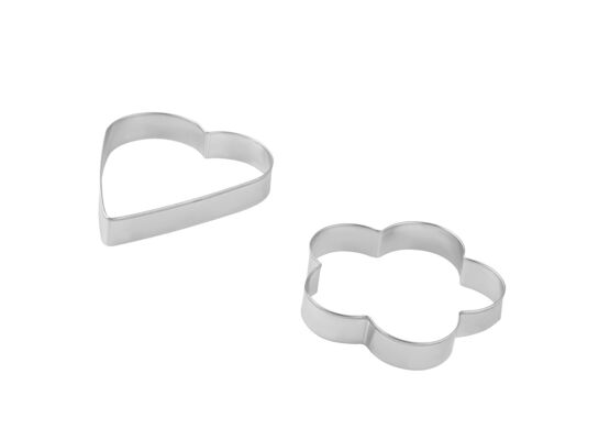 Komplet 2 wykrawaczek do ciastek dużych XL serduszko + kwiatek srebrny