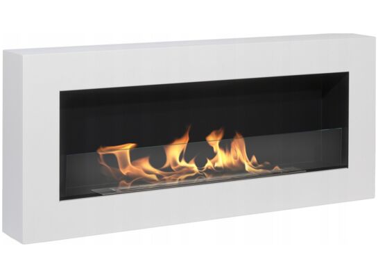 Biokominek 900 x 400 mm Box biały mat z szybą