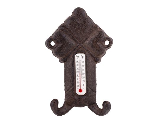 Termometr ozdobny z wieszakiem 7,5 x 12 x 2,5 cm brązowy
