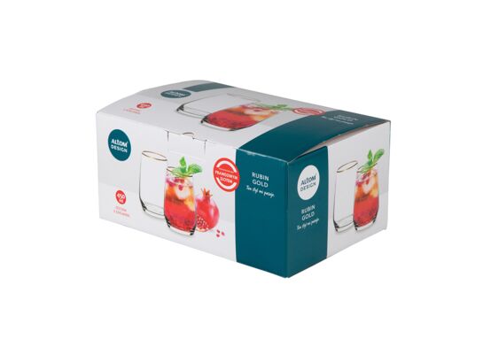 Komplet 6 szklanek Rubin gold 450 ml