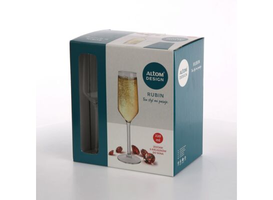 Komplet 6 kieliszków szklanych Rubin do szampana 220 ml