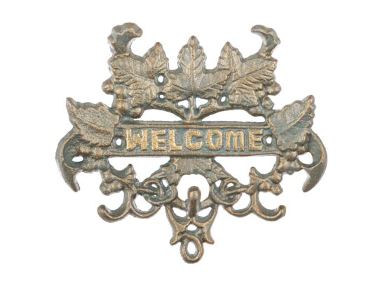 Wieszak ozdobny 19 x 17 x 2 cm złoto-zielony