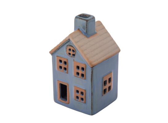 Domek porcelanowy led 6,5 x 6 x 11 cm niebieski