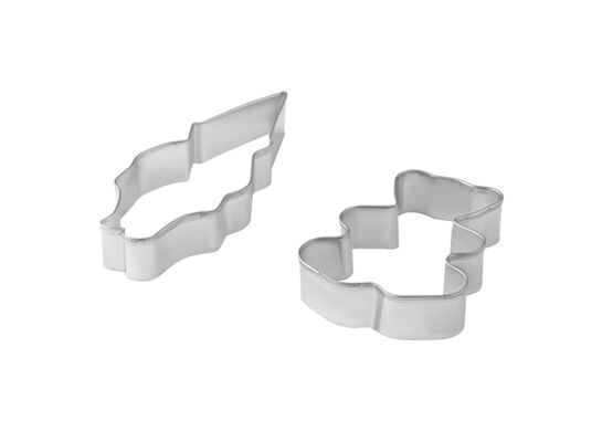 Komplet 2 wykrawaczy do ciastek małych postacie srebrny