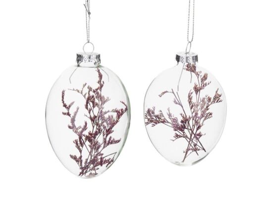 Bombka z kwiatem 11,5 x 7,5 cm 2 sztuki