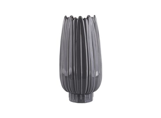 Wazon porcelanowy Relief 9,5 x 9,5 x 19 cm popielaty