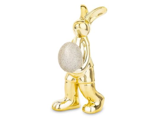 Figurka zając z jajkiem 21 x 8 x 11 cm złoty