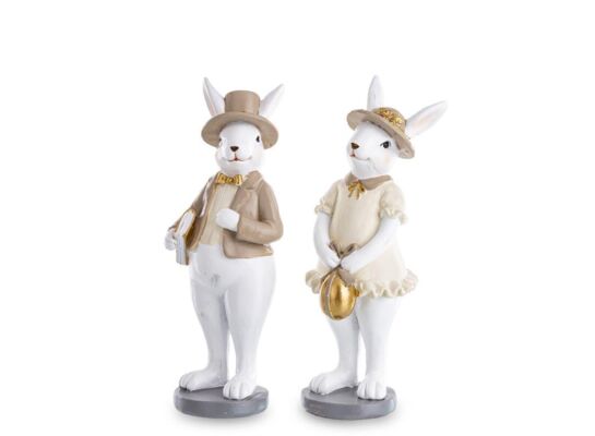 Figurka ozdobna zając w ubraniu mix