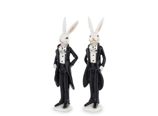 Figurka ozdobna zając 16,5 x 4 x 3 cm biało-czarny