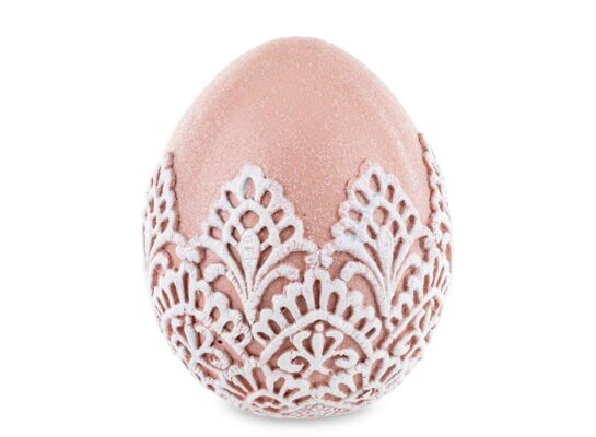 Jajko ozdobne 10 x 8 x 8 cm biało-różowy