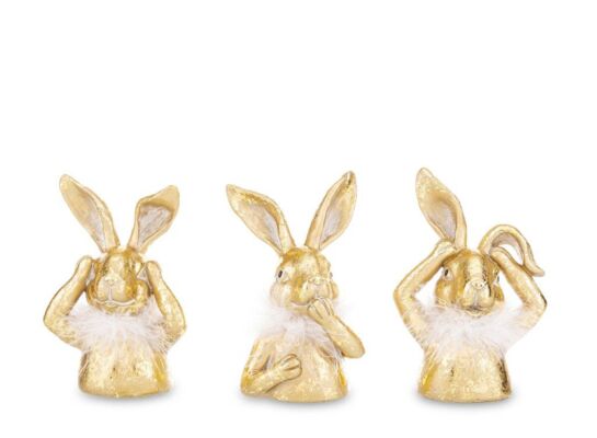 Figurka ozdobna zając 16,5 x 10 x 6 cm złoty mix