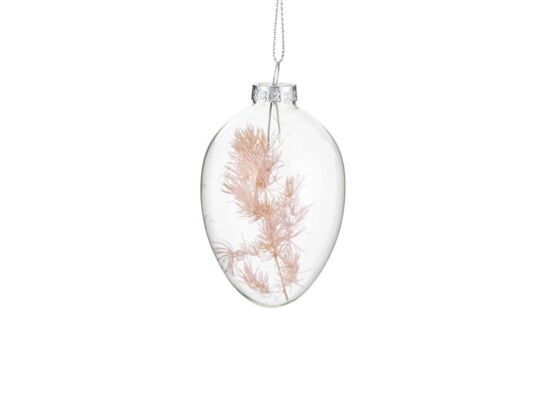 Zawieszka szklana jajko z kwiatkiem 9,5 x 6 x 6 cm