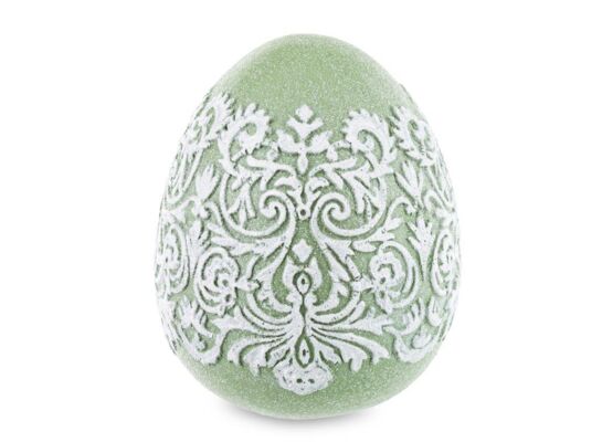 Jajko ozdobne 10 x 8 x 8 cm biało-zielony