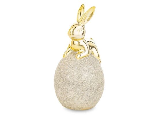 Figurka zając z jajkiem 17 x 8 x 8 cm złoty