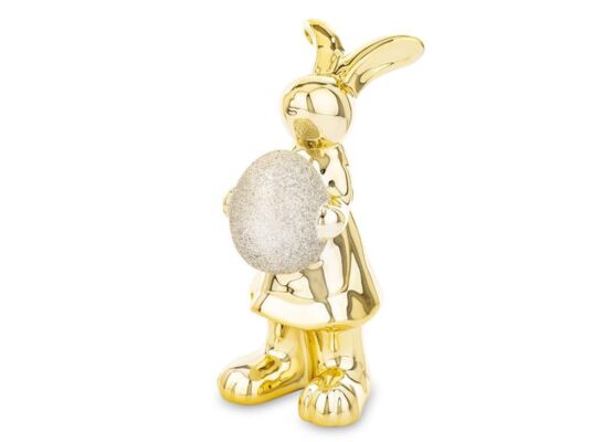 Figurka zając z jajkiem 18,5 x 8 x 10 cm złoty