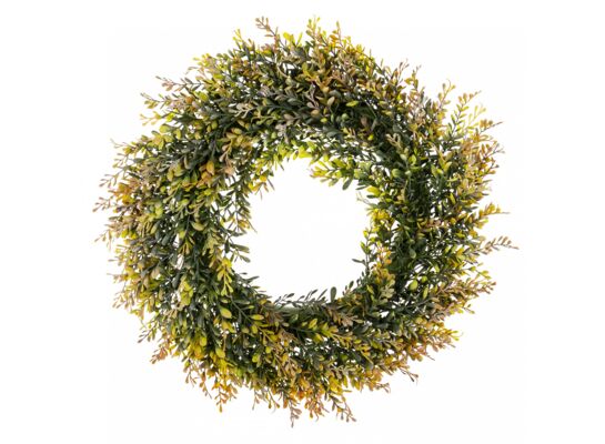 Wianek z bukszpanu 48 cm żółto-zielony