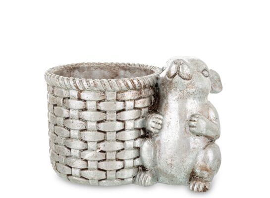 Osłonka z figurką zająca 17 x 24 x 16 cm srebrny