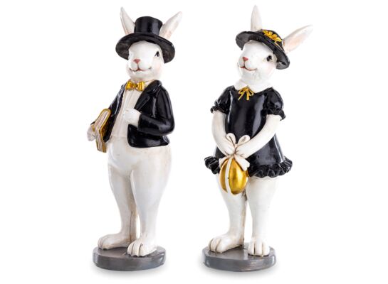 Figurka ozdobna zając w ubraniu 15 x 5 x 5 cm mix