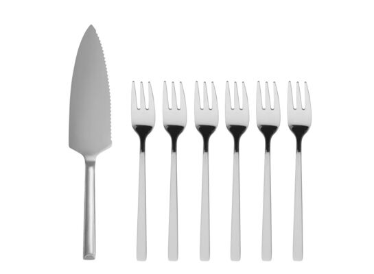 Zestaw widelczyki + łopatka do ciasta 7 elementów Como srebrny AMBITION