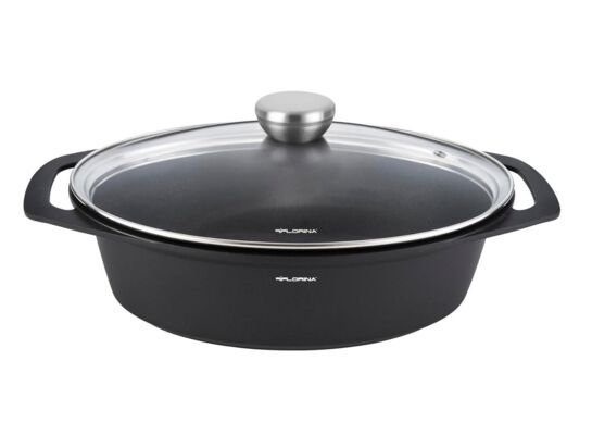 Brytfanna aluminiowa Chef owalna 33,5 x 25 x 9,8 cm 3,8 l czarny