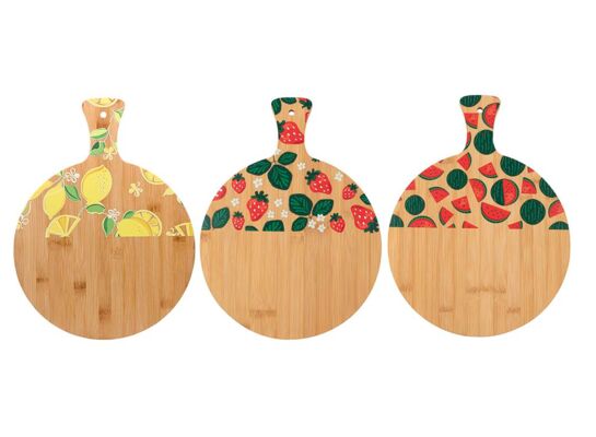 Deska bambusowa do serwowania Fruits 40 x 30 x 1 cm okrągła mix dekoracji