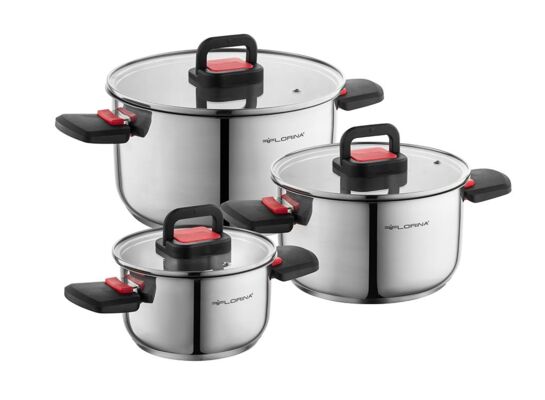 Komplet 3 garnków nierdzewnych Space z pokrywkami 1,8 l + 3,7 l +6 l srebrny