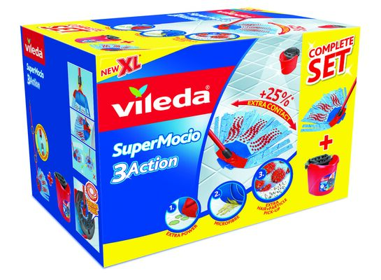 Zestaw Super Mocio 3 action box mop + wiadro Vileda
