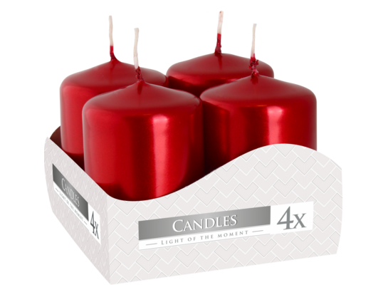 Świeca wotywna czerwony metalic 4 x 6 cm 4 sztuki