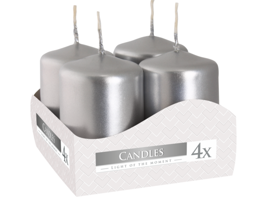 Świeca wotywna srebrny 4 x 6 cm 4 sztuki