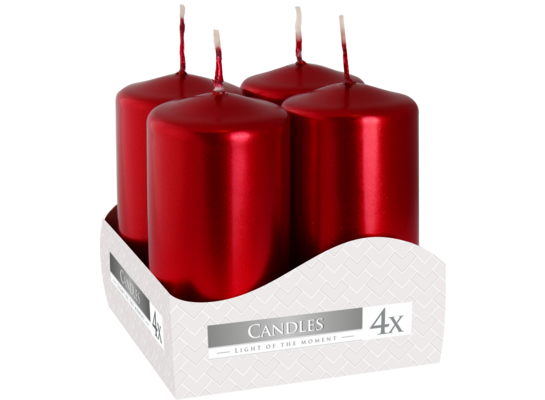 Świeca wotywna czerwony metalic 4 x 8 cm 4 sztuk