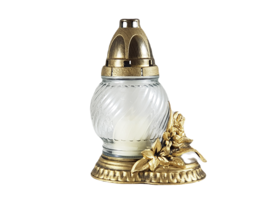 Znicz szklany lilie Z 02 20,5 x 15 cm 16 h złoty