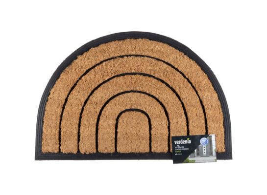 Wycieraczka gumowo-kokosowa Walker 60 x 40 cm półokrągły paski brązowy