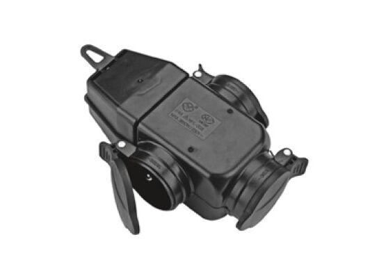 Gniazdo przenośne 3-krotne z klapkami, IP44, 16 A 230 V moc max 3680 W czarne