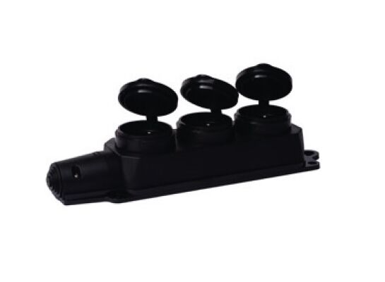 Gniazdo przenośne listwa 3-krotne z klapkami IP44 16 A 250 V moc max 4000 W czarny