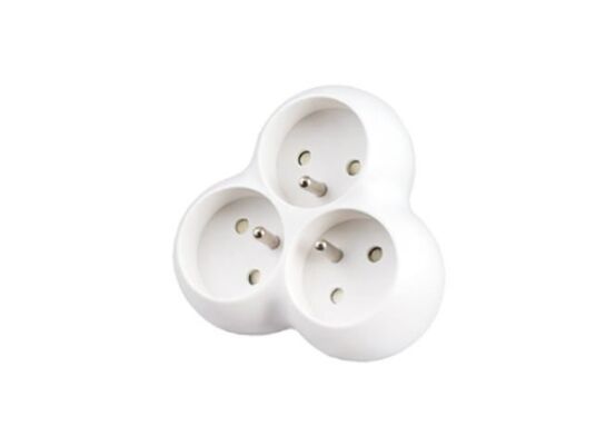 Rozgałęźnik 3 gniazda z uziemieniem okrągłe