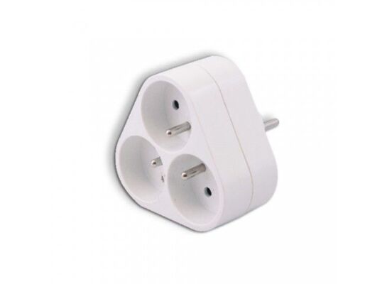 Rozgałęźnik 3 gniazda z uziemieniem okrągłe biały