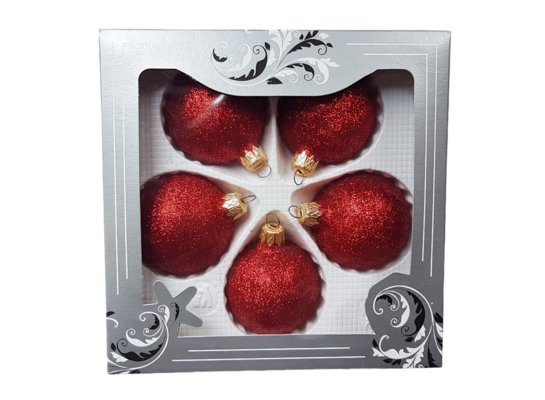 Zestaw bombek 6 cm brokat 5 sztuk mix