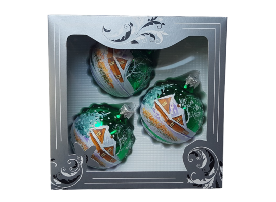 Zestaw bombek szklanych DEKOR III 8 cm 3 sztuki mix
