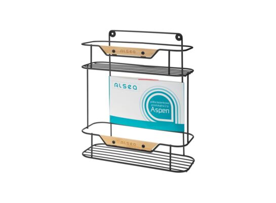 Półka łazienkowa prosta Aspen 2 piętra czarny