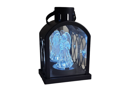 Latarenka LED z aniołkiem 18 x 13 cm czarny CORTINA POLAND