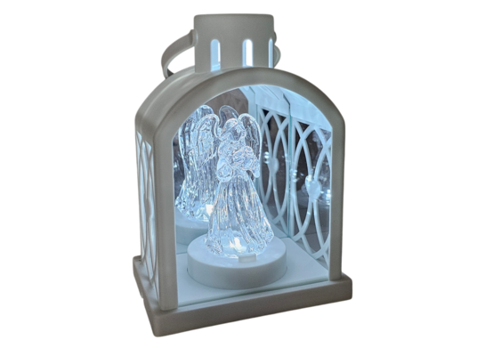 Latarenka LED z aniołkiem 18 x 13 cm biały CORTINA POLAND