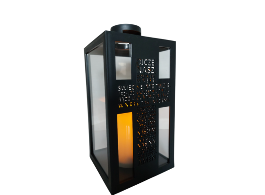 Latarenka LED Ojcze Nasz ciepły biały 27 x 13 cm czarny CORTINA