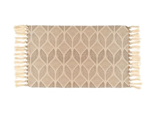 Dywanik Boho 45 x 75 cm liście beżowo-czarny