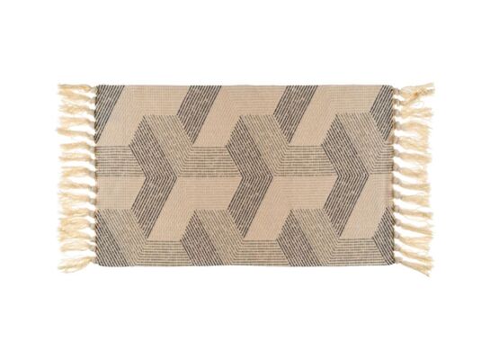 Dywanik Boho 45 x 75 cm prostokąty beżowo-czarny