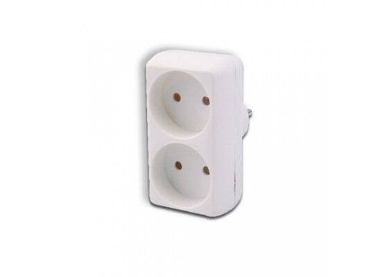 Rozgałęźnik 2 gniazda bez uziemienia okrągłe biały