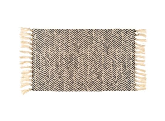 Dywanik Boho 45 x 75 cm kreski beżowo-czarny